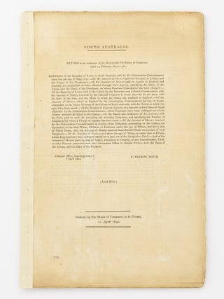 Item #131291 South Australia. Return to an Address of the Honourable The House of Commons, dated...