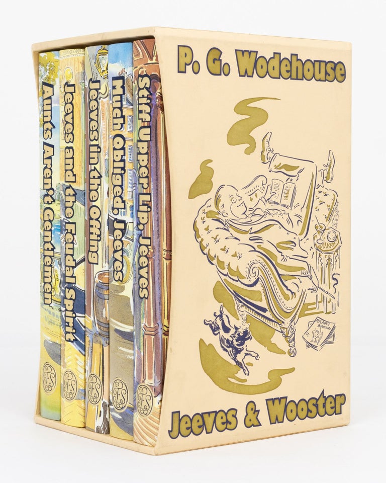 Item #131870 Jeeves & Wooster. [A five-volume boxed set comprising Aunts aren't Gentlemen; Jeeves and the Feudal Spirit; Jeeves in the Offing; Much obliged, Jeeves; and Stiff Upper Lip, Jeeves]. P. G. WODEHOUSE.