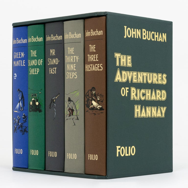 Item #131876 The Adventures of Richard Hannay. [A five-volume boxed set, comprising The Thirty-Nine Steps and The Power-House; Greenmantle; Mr Standfast; The Three Hostages; and The Island of Sheep]. John BUCHAN.