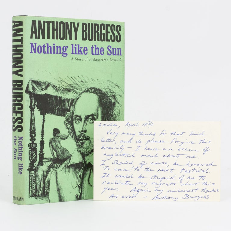 Item #132099 An autograph postcard signed by Anthony Burgess, addressed to Hedley Brideson, State Librarian of the State Library of South Australia, in his capacity as Chairman of the Writers' Week Committee of the Adelaide Festival of Arts. Anthony BURGESS.