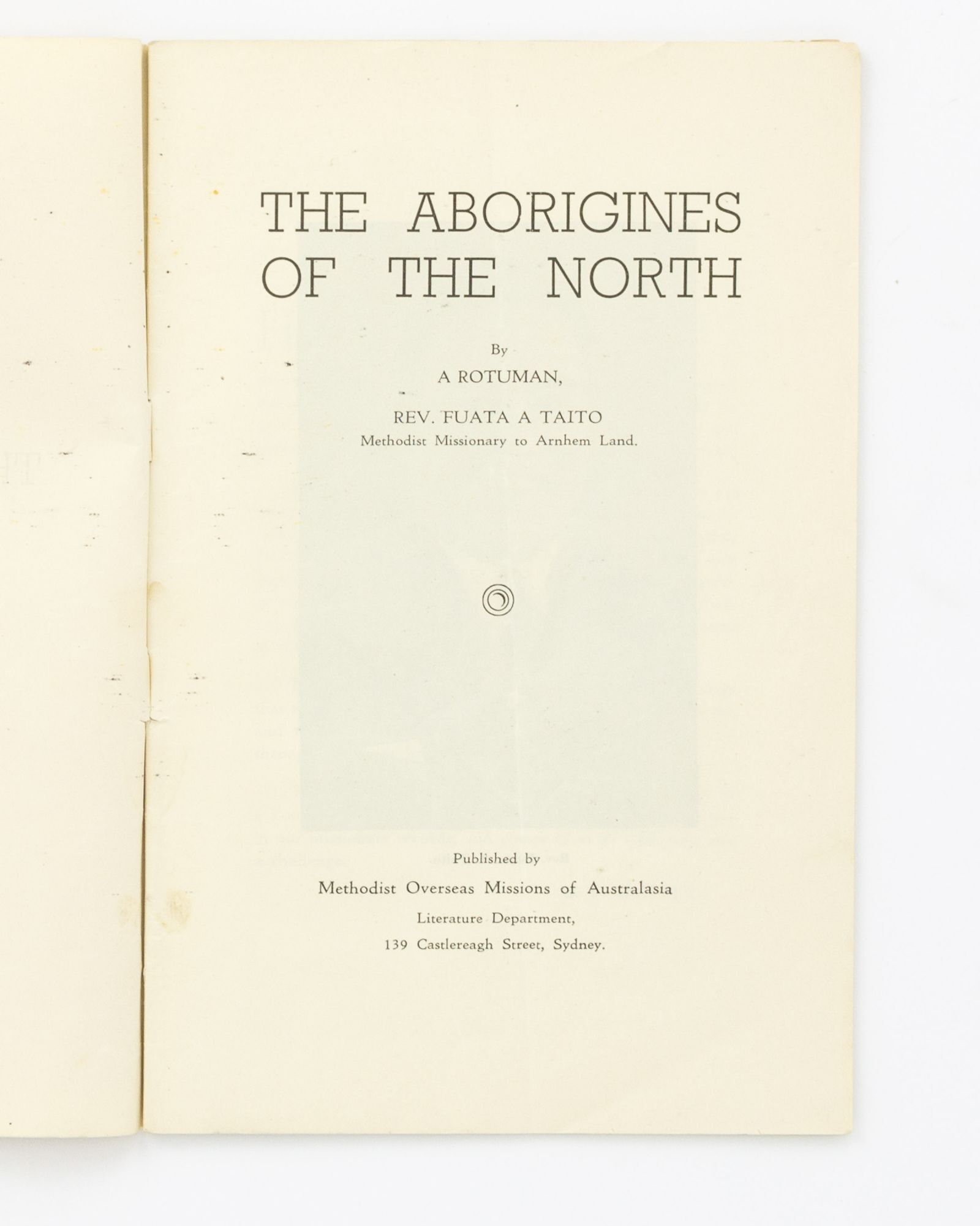 Rotuman Book The Aborigines of the North, by a Rotuman | Reverend Fuata A. TAITO ...