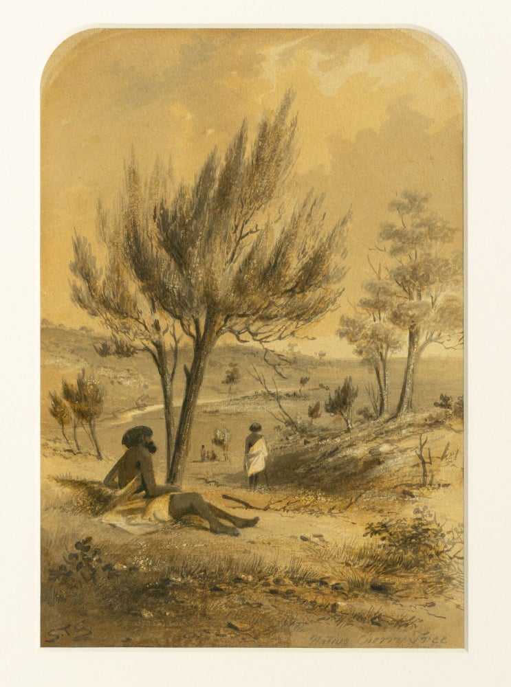 Item #132553 A fine suite of five watercolours of colonial Australian scenes, including sympathetic depictions of Indigenous people. Samuel Thomas GILL.