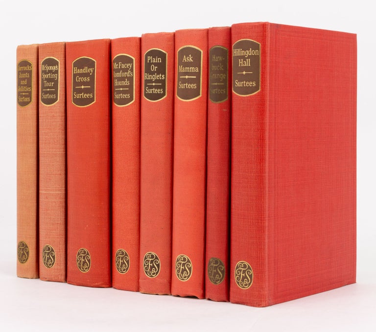 Item #132715 The Folio Society edition of all eight of Surtees' famous comic sporting novels: Jorrocks' Jaunts and Jollities; Mr Sponge's Sporting Tour; Handley Cross; Mr Facey Romford's Hounds; Plain or Ringlets; Ask Mama; Hawbuck Grange; and Hillingdon Hall. Robert Smith SURTEES.