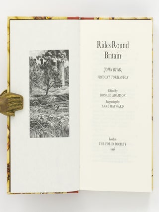 A group of six Folio Society classic English autobiographical titles, respectively 'Rides round Britain'; 'Memoirs of a Georgian Rake'; 'Our Village'; 'The Diary of a Village Shopkeeper'; 'Natural History and Antiquities of Selborne'; and 'The Diary of a Country Parson'