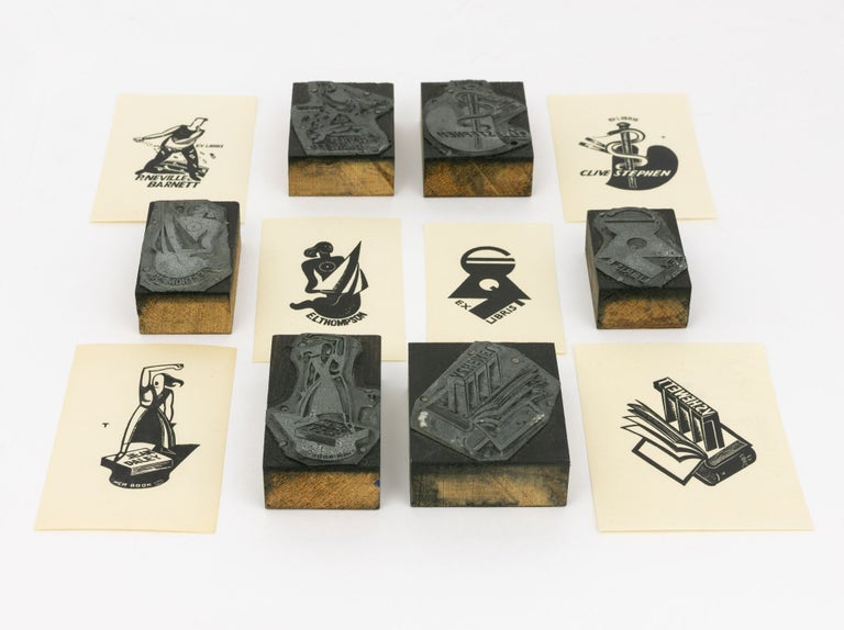Item #132821 A group of six bookplates by Eric Thake, all of them with corresponding process blocks. Eric THAKE.