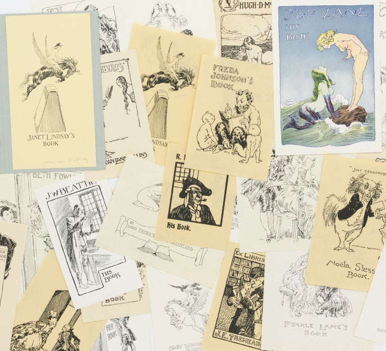 Item #132823 A group of 28 bookplates by Norman Lindsay (one signed). Norman LINDSAY.