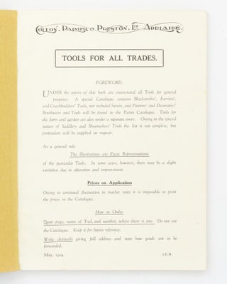 Tools for All Trades. Colton, Palmer & Preston, Ltd. Currie Street, Adelaide [cover title]