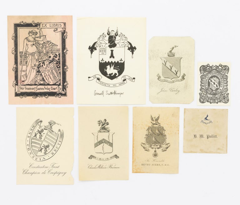 Item #133115 A group of eight South Australian armorial bookplates (colonial and twentieth century). South Australian Armorial Bookplates.