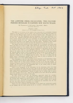 The Lapstone Creek Excavation: Two Culture Periods Revealed in Eastern New South Wales. [Contained in]: Records of The Australian Museum. Vol. XXII, No. 1, June 30, 1948