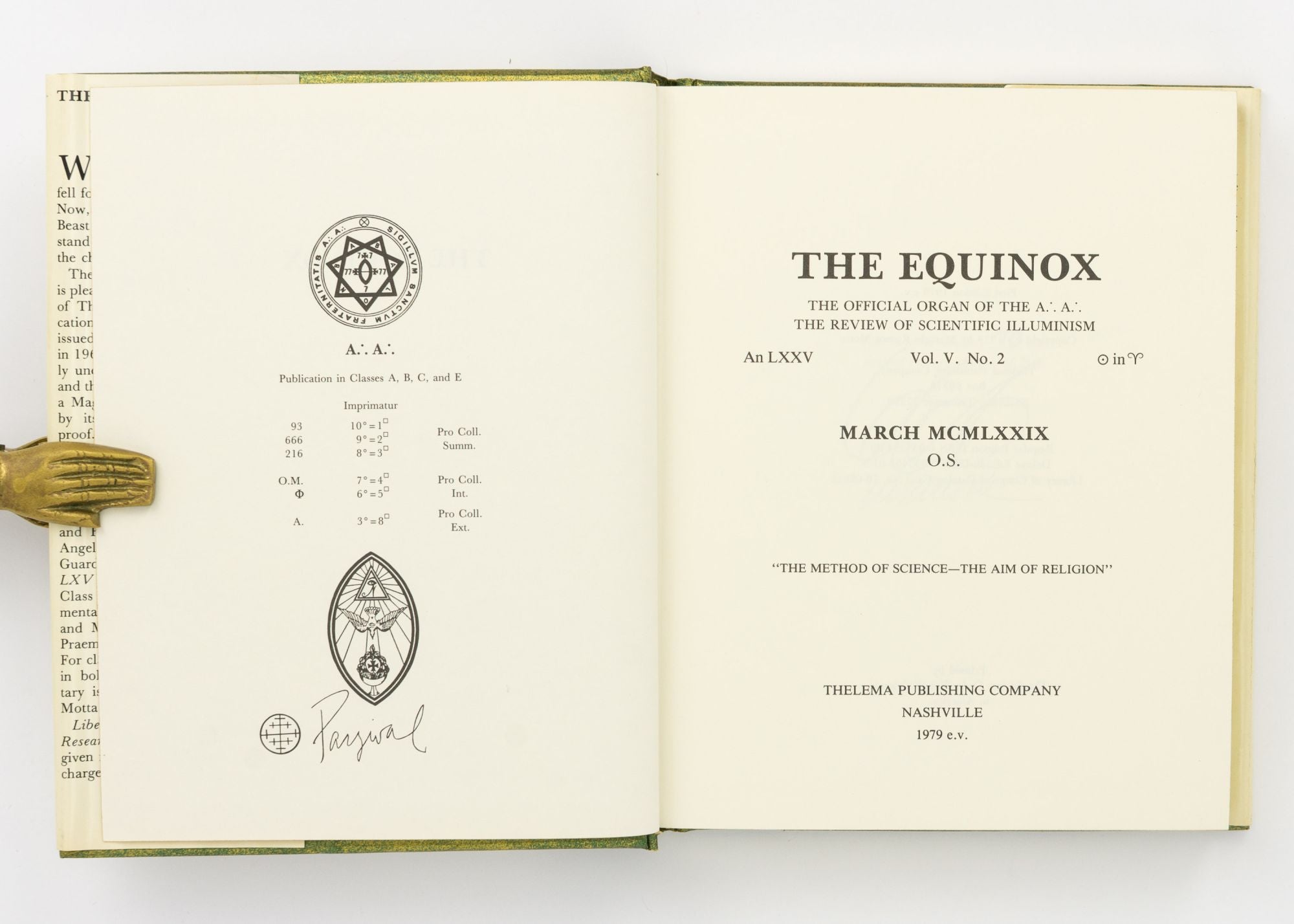 The Equinox The Official Organ Of The A A The Review Of