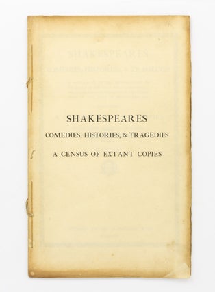 Shakespeares [sic] Comedies, Histories and Tragedies. Being a Reproduction in Facsimile of the First Folio Edition, 1623, from the Chatsworth copy in the Possession of the Duke of Devonshire. With Introduction and Census of Copies by Sidney Lee