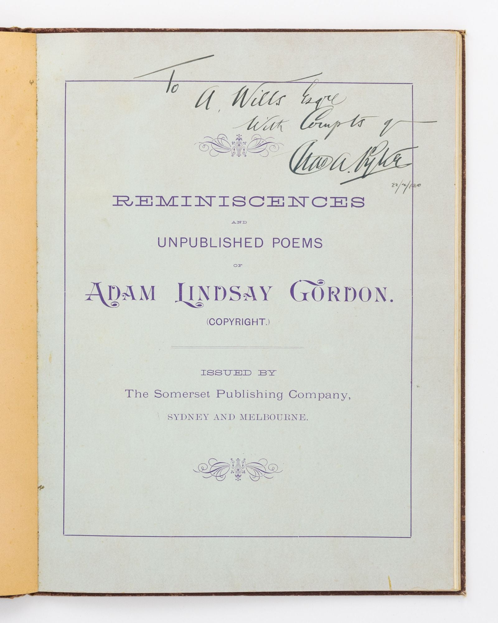 Reminiscences and Unpublished Poems of Adam Lindsay Gordon | Adam ...