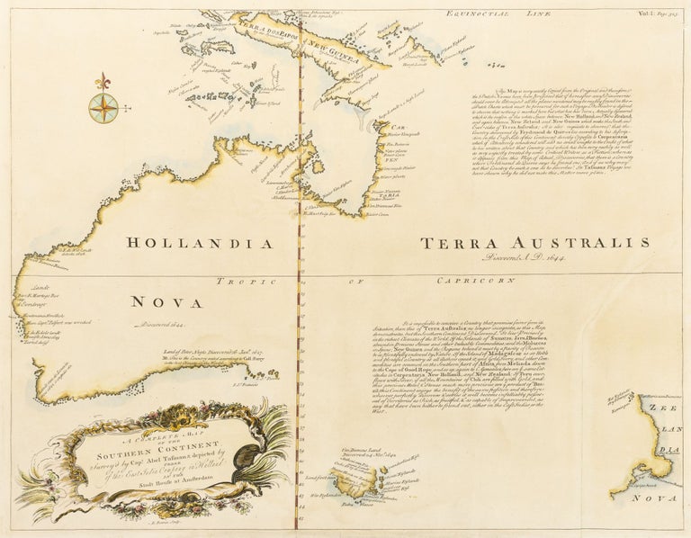 Item #133907 A Complete Map of the Southern Continent survey'd by Capt. Abel Tasman & depicted by order of the East India Company in Halland [sic] in the Stadt House in Amsterdam. Emmanuel BOWEN.