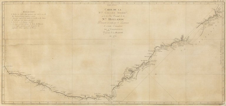 Item #133978 Carte de la Nle. Galles Meridle. ou de la Côte Orientale de la Nle. Hollande, découverte et visitée par le Lieutenant J. Cook, Commandant de l'Endeavour, vaisseau de sa Majesté en 1770. James COOK.