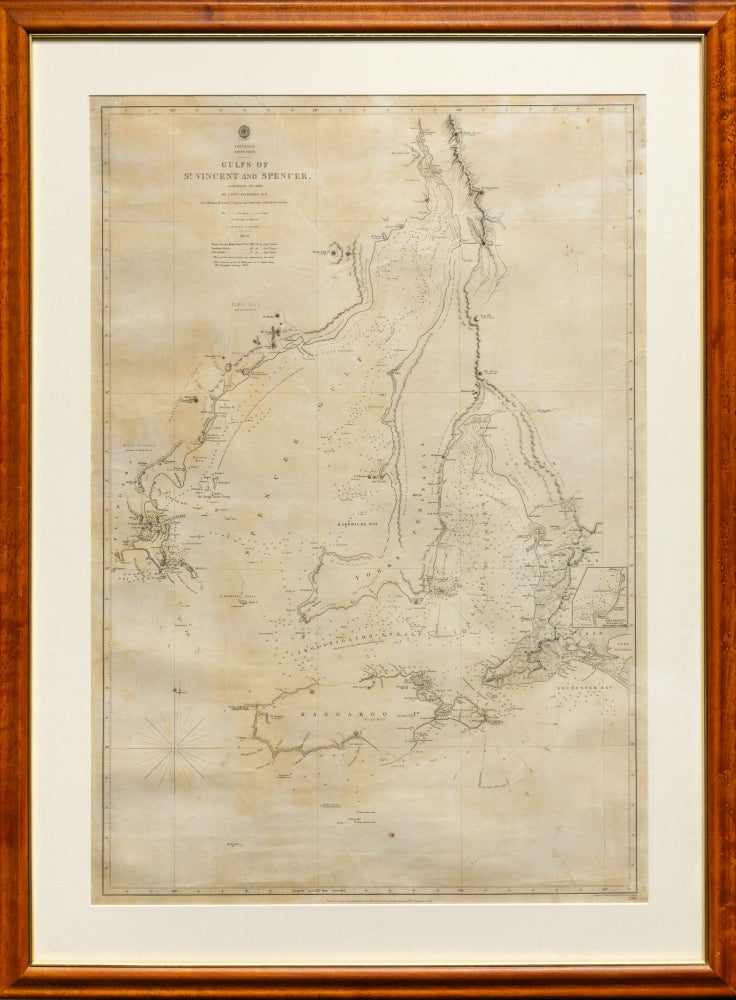 Item #134049 Australia, South Coast. Gulfs of St Vincent and Spencer, surveyed in 1802 by Captn. Flinders R.N., with additions, by Commr. T. Lipson and from other Official Documents. Matthew FLINDERS.