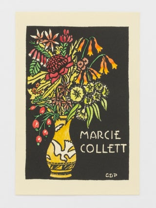 Item #134282 A hand-coloured woodcut bookplate for the Australian author and pioneering...