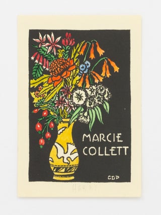 Item #134286 A hand-coloured woodcut bookplate for the Australian author and pioneering...