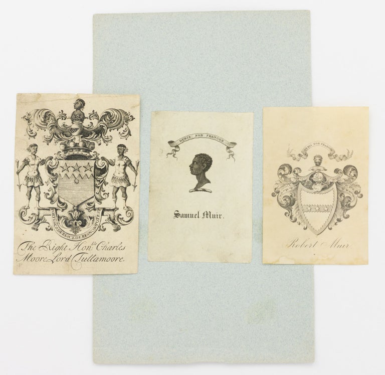 Item #134452 A group of three engraved armorial bookplates relating to Clan Muir, all featuring the moor's or saracen's head crest (eighteenth and nineteenth centuries). Clan Muir Bookplates.