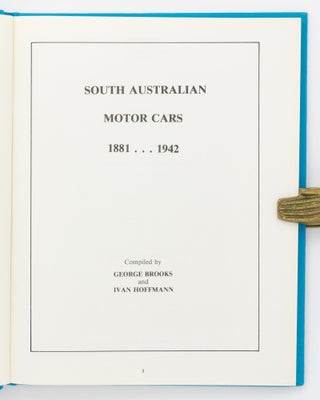 South Australian Motor Cars, 1881-1942