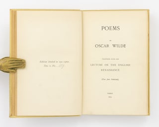 Item #134813 Poems. Together with his Lecture on the English Renaissance (now first published)....