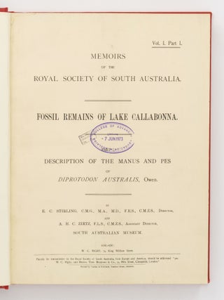 The complete run of 'Memoirs of the Royal Society of South Australia'