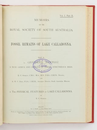 The complete run of 'Memoirs of the Royal Society of South Australia'