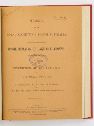 The complete run of 'Memoirs of the Royal Society of South Australia'