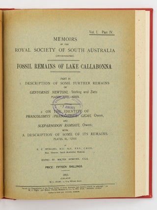 The complete run of 'Memoirs of the Royal Society of South Australia'
