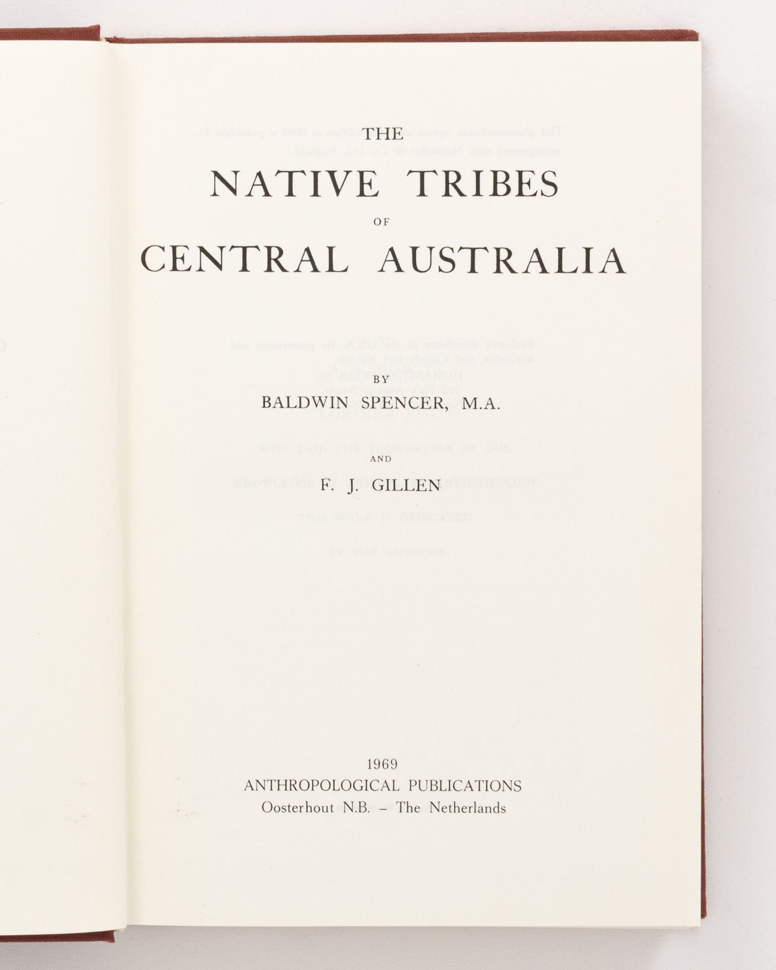 The Native Tribes of Central Australia | Baldwin SPENCER, F J. GILLEN