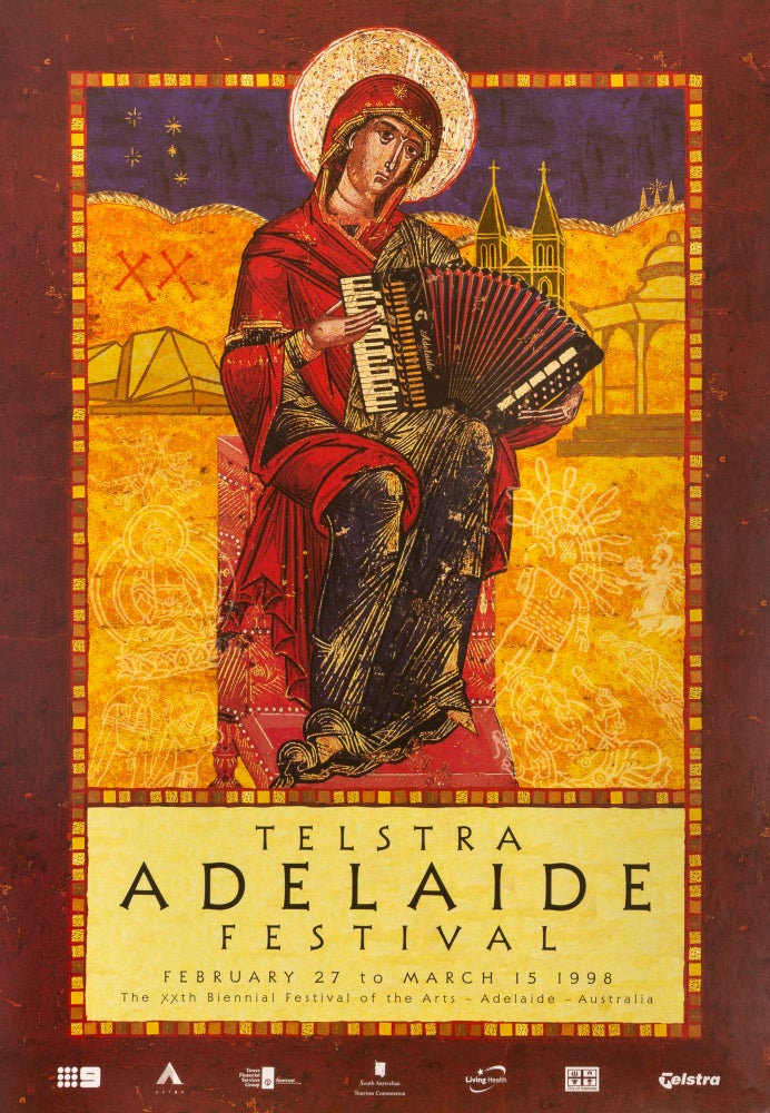 Item #136015 A poster advertising the 'Telstra Adelaide Festival. February 27 to March 15 1998. The XXth Biennial Festival of the Arts - Adelaide - Australia'. Adelaide Festival of Arts 1998.