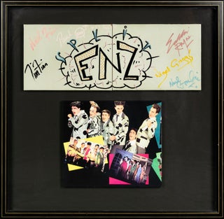 Item #136206 A unique display featuring a hand-painted diptych on tiles, signed by the members of...