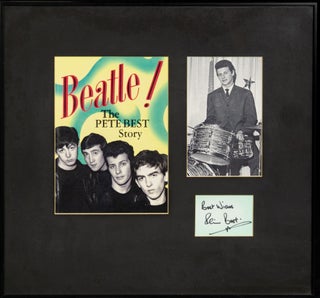 Item #136233 A small card inscribed and signed in ink by Pete Best, the original drummer with The...
