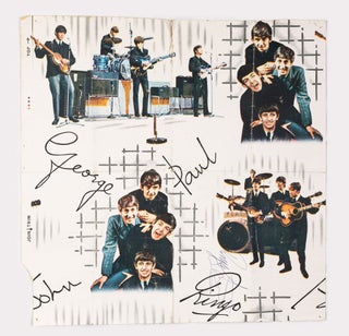 Item #136236 A section of Beatles-themed wallpaper signed by Ringo Starr. The Beatles, Ringo STARR