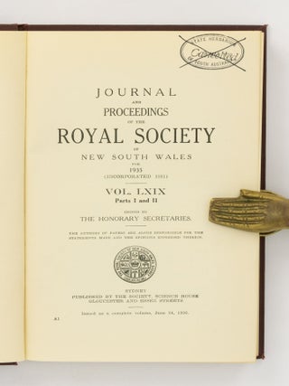 Initiation in the Bard Tribe, North-West Australia. [Contained in] Journal and Proceedings of the Royal Society of New South Wales for 1935 .... Vol. LXIX, Parts I and II