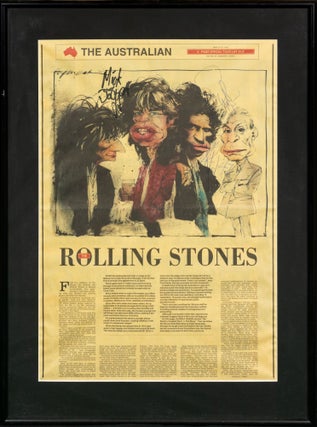 'Rolling Stones' [a large colour-illustrated newspaper article signed by Mick Jagger, Charlie...