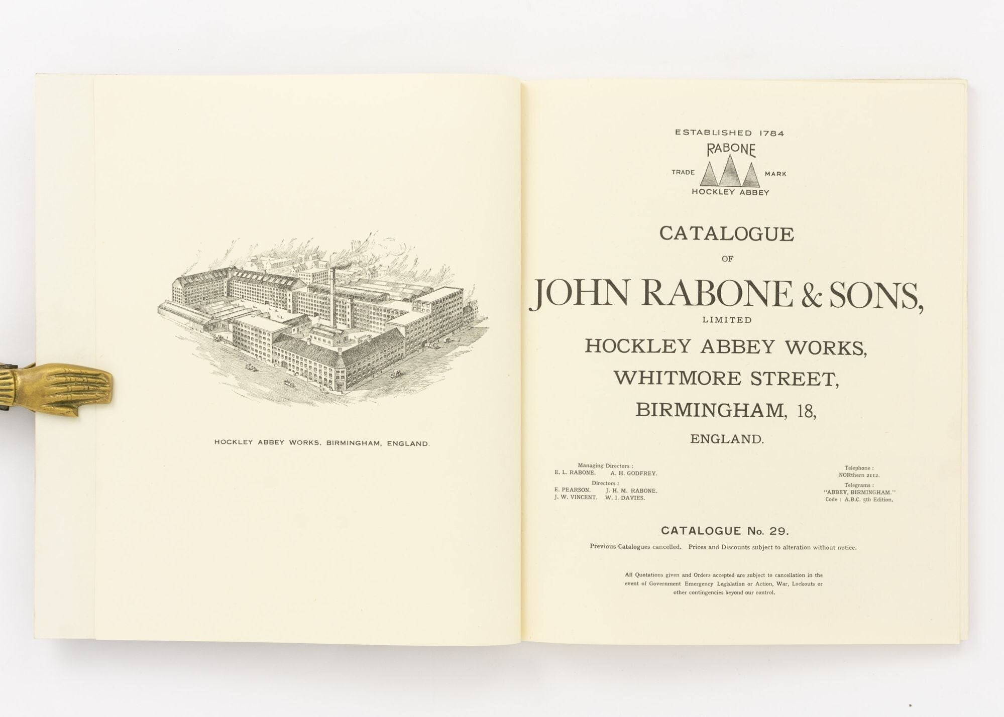 John Rabone Catalogue of John Rabone & Sons, Limited. Hockley Abbey Works ...