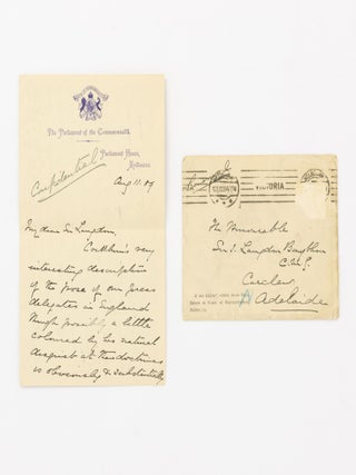 Item #137300 An autograph letter signed by Alfred Deakin to Sir Langdon Bonython, dated 11 August...