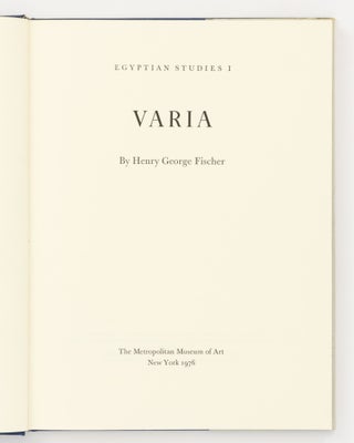 Egyptian Studies I. Varia