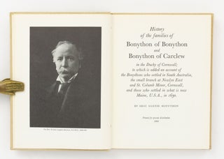 Item #137582 History of the Families of Bonython of Bonython and Bonython of Carclew in the Duchy...