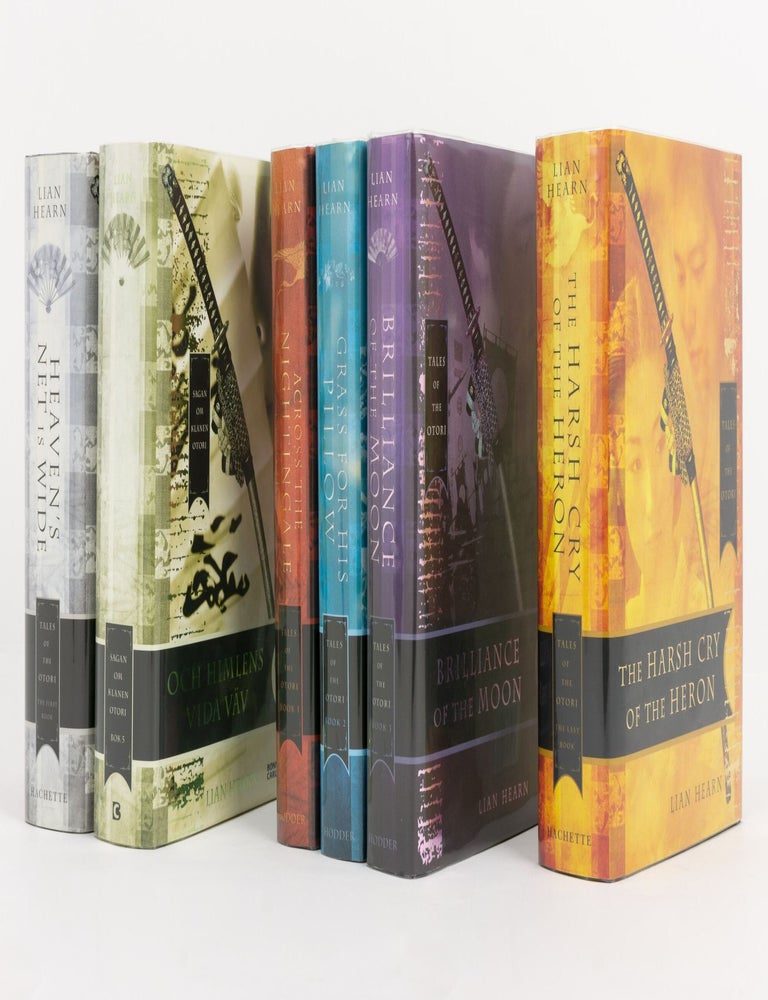 Item #137678 The complete Tales of the Otori series (all signed by the author), comprising The Otori Trilogy ('Across the Nightingale Floor', 'Grass for His Pillow', and 'Brilliance of the Moon'), the prequel ('Heaven's Net is Wide'), and the sequel ('The Harsh Cry of the Heron'). Lian HEARN, Gillian RUBINSTEIN.