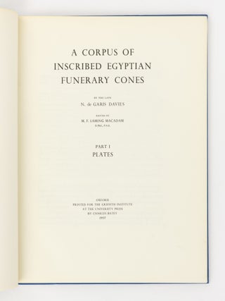 Item #137846 A Corpus of Inscribed Egyptian Funerary Cones. Part 1: Plates. Egyptology, N. de...