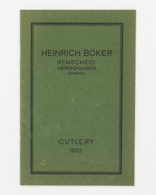 Item #137859 Heinrich Böker. Remscheid-Vieringhausen, Germany. Price-list of Cutlery. Trade...