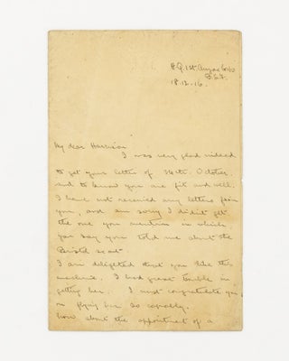 Item #138190 An autograph letter signed from Lieutenant-Colonel Edgar Hercules Reynolds to...