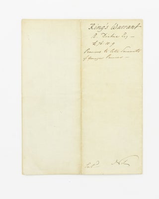 A warrant signed 'George R', authorising the payment of pensions to former servants of the King's younger brothers (dated 1 May 1821)