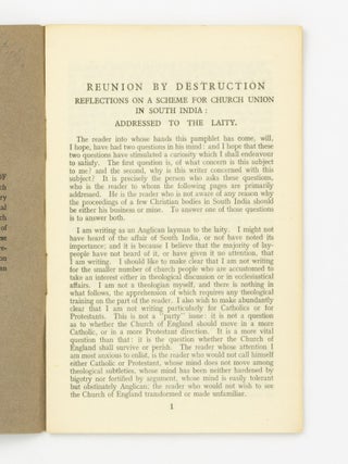Reunion by Destruction. Reflections on a Scheme for Church Union in South India: Addressed to the Laity