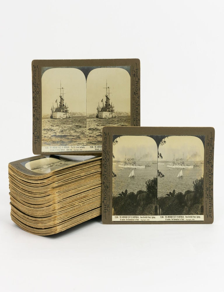 Item #138959 A collection of 42 stereographs showing the American Fleet in Australia, 1908, published by the photographer, George Rose, Melbourne. Stereographs, George ROSE, 1908 The American Fleet in Australia.