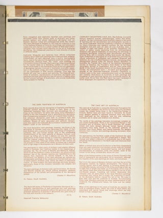 A collection of portfolios of Indigenous Australian art produced by Newcraft Publicity in the late 1960s, with a generic introductory text on the cave art and bark paintings of Australia by Charles P. Mountford