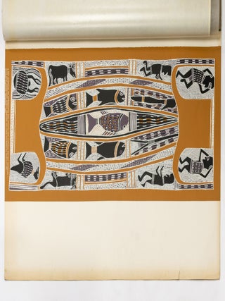 A collection of portfolios of Indigenous Australian art produced by Newcraft Publicity in the late 1960s, with a generic introductory text on the cave art and bark paintings of Australia by Charles P. Mountford