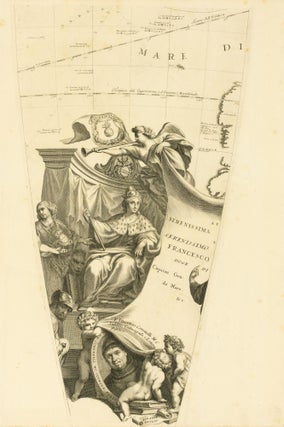 Two adjoining gores from Coronelli's influential three-and-a-half-foot globe of the world, showing most of the continent of Australia, titled 'Het Niew Hollandt | Nuova Hollanda'