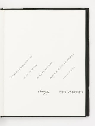 Simply. Photographs by Peter Dombrovskis. Essay by Gael Newton. Preface by Patricia Sabine...